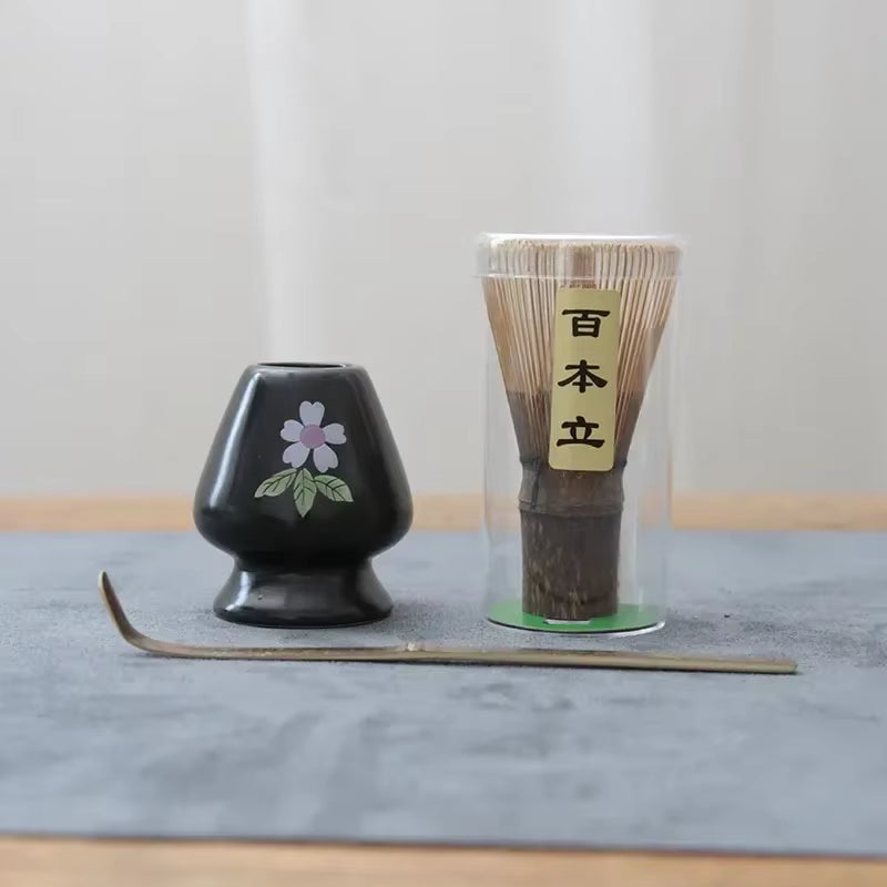 3 in 1 Matcha Set Bamboo Whisk Teaspoon Ceramic Bowl Tranditional Tea Sets Home Tea-Making Tools Accessories Birthday Gifts