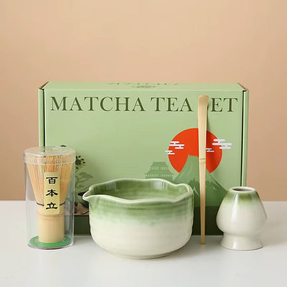 Matcha Whisk Set, 8Pcs Floral Ceramic Matcha Set Matcha Thoughtful Matcha Whisk Gift for Matcha Lover