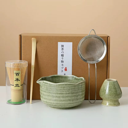 Matcha Whisk Set, 8Pcs Floral Ceramic Matcha Set Matcha Thoughtful Matcha Whisk Gift for Matcha Lover