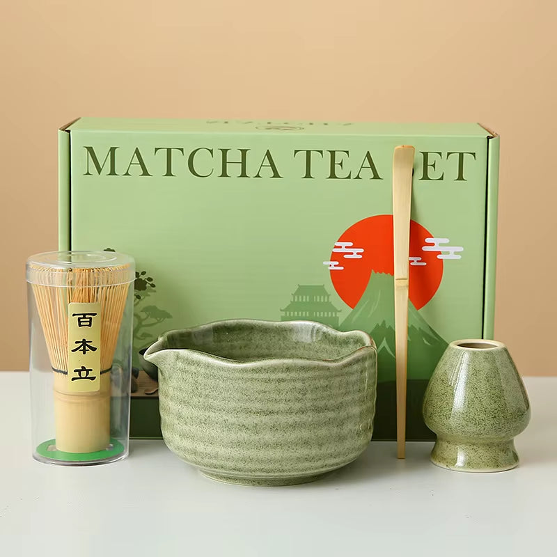 Matcha Whisk Set, 8Pcs Floral Ceramic Matcha Set Matcha Thoughtful Matcha Whisk Gift for Matcha Lover