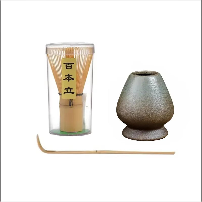 3 in 1 Matcha Set Bamboo Whisk Teaspoon Ceramic Bowl Tranditional Tea Sets Home Tea-Making Tools Accessories Birthday Gifts