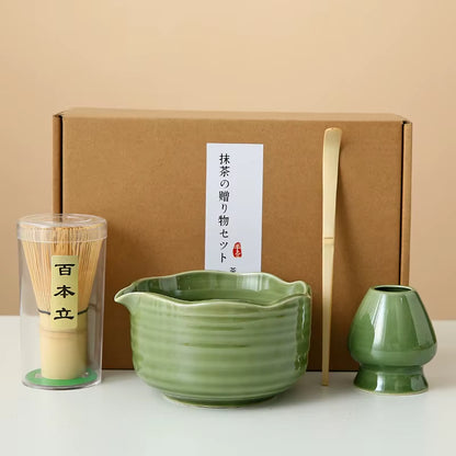 Matcha Whisk Set, 8Pcs Floral Ceramic Matcha Set Matcha Thoughtful Matcha Whisk Gift for Matcha Lover