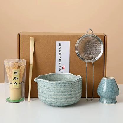 Matcha Whisk Set, 8Pcs Floral Ceramic Matcha Set Matcha Thoughtful Matcha Whisk Gift for Matcha Lover