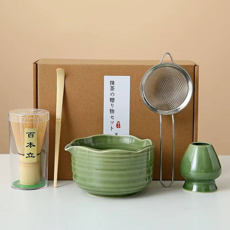 Matcha Whisk Set, 8Pcs Floral Ceramic Matcha Set Matcha Thoughtful Matcha Whisk Gift for Matcha Lover