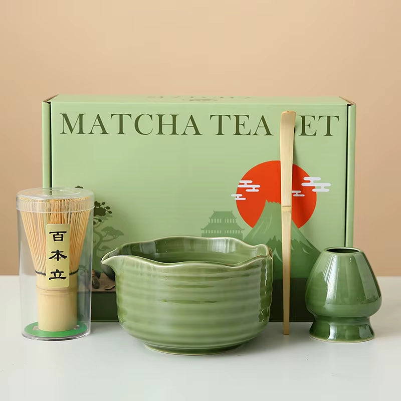 Matcha Whisk Set, 8Pcs Floral Ceramic Matcha Set Matcha Thoughtful Matcha Whisk Gift for Matcha Lover
