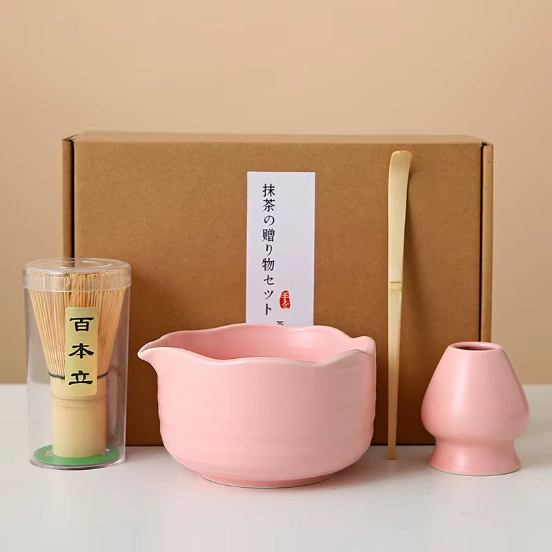 Matcha Whisk Set, 8Pcs Floral Ceramic Matcha Set Matcha Thoughtful Matcha Whisk Gift for Matcha Lover