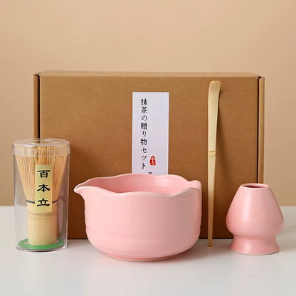 Matcha Whisk Set, 8Pcs Floral Ceramic Matcha Set Matcha Thoughtful Matcha Whisk Gift for Matcha Lover