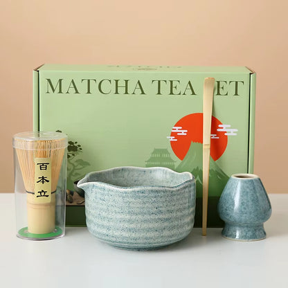 Matcha Whisk Set, 8Pcs Floral Ceramic Matcha Set Matcha Thoughtful Matcha Whisk Gift for Matcha Lover