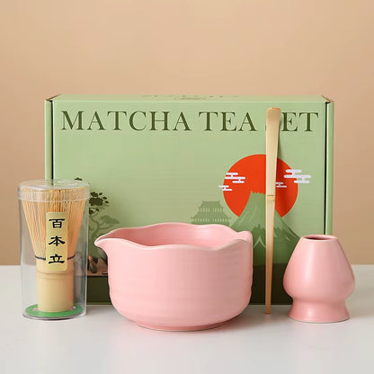 Matcha Whisk Set, 8Pcs Floral Ceramic Matcha Set Matcha Thoughtful Matcha Whisk Gift for Matcha Lover