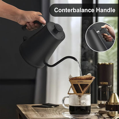 Gooseneck Electric Kettle, 1.0L Gooseneck Kettle,±1℉ Precise Temperature Control,1200W Pour over Electric Kettle for Coffee & Tea,Black