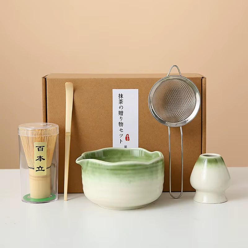Matcha Whisk Set, 8Pcs Floral Ceramic Matcha Set Matcha Thoughtful Matcha Whisk Gift for Matcha Lover