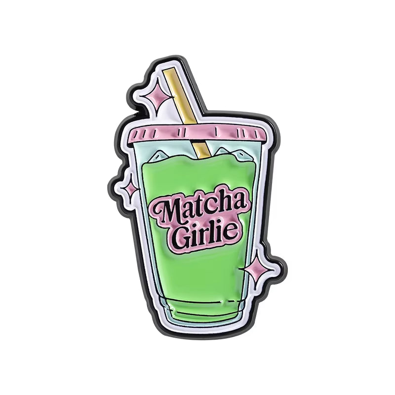 Matcha Girlie Enamel Pins I Love You so Matcha but First Matcha Matcha Lovers Brooches Lapel Badge Jewelry Gifts for Friends