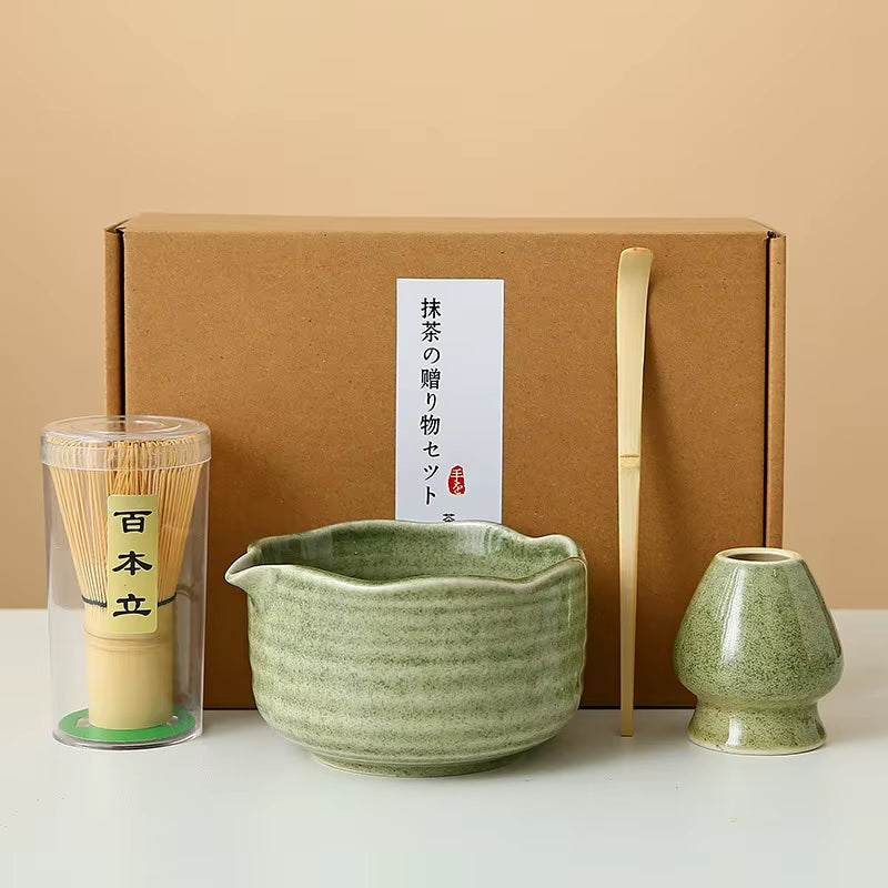 Matcha Whisk Set, 8Pcs Floral Ceramic Matcha Set Matcha Thoughtful Matcha Whisk Gift for Matcha Lover