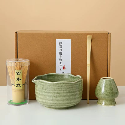 Matcha Whisk Set, 8Pcs Floral Ceramic Matcha Set Matcha Thoughtful Matcha Whisk Gift for Matcha Lover