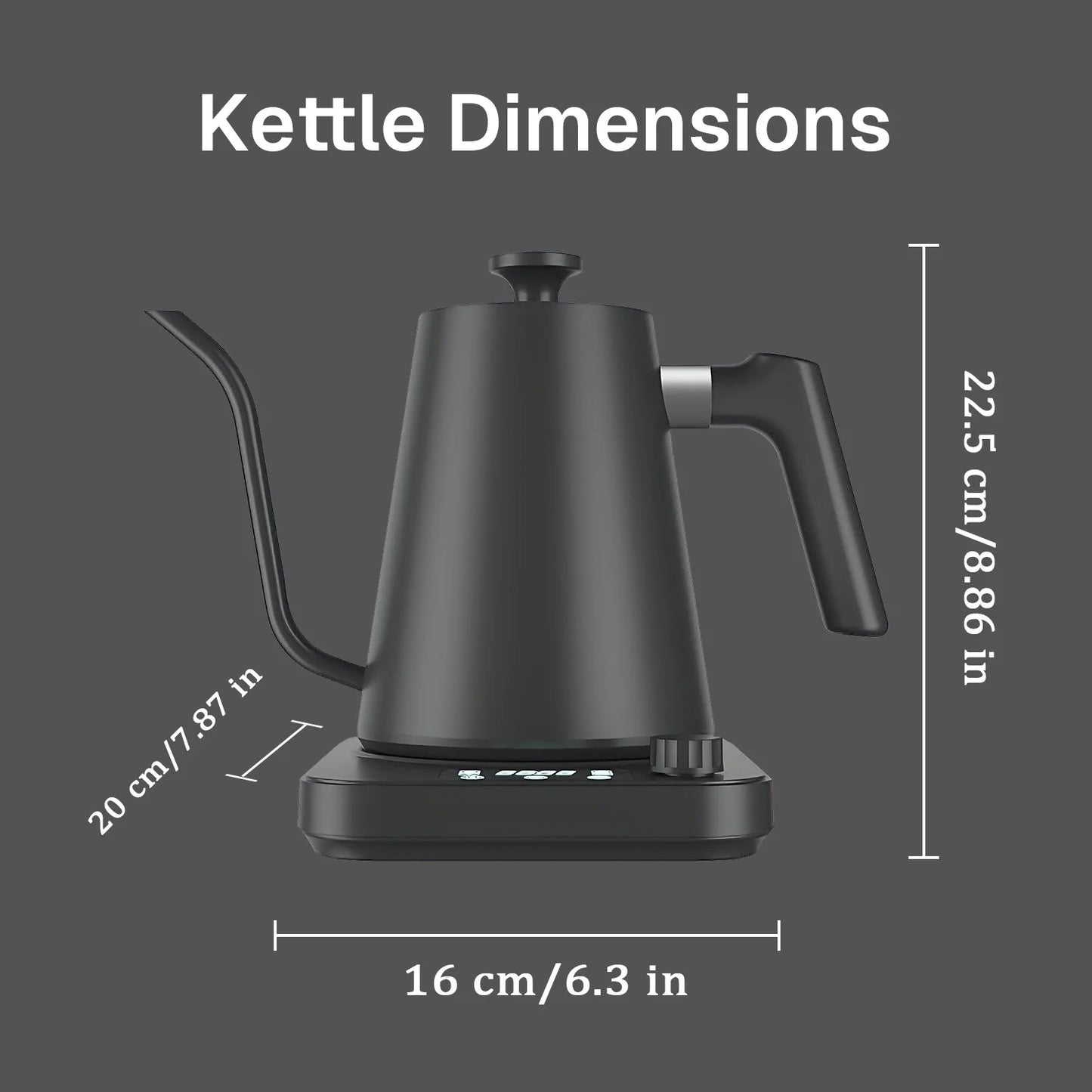 Gooseneck Electric Kettle, 1.0L Gooseneck Kettle,±1℉ Precise Temperature Control,1200W Pour over Electric Kettle for Coffee & Tea,Black