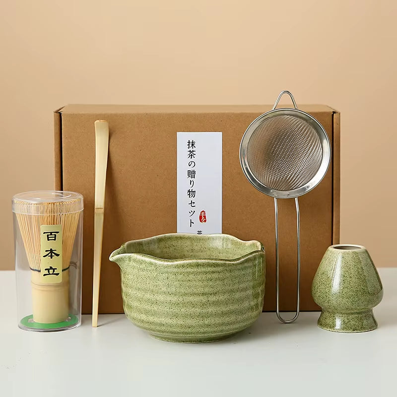 Matcha Whisk Set, 8Pcs Floral Ceramic Matcha Set Matcha Thoughtful Matcha Whisk Gift for Matcha Lover