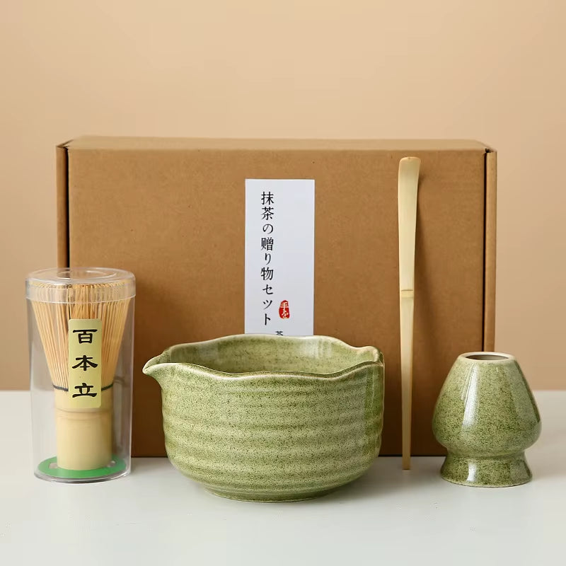 Matcha Whisk Set, 8Pcs Floral Ceramic Matcha Set Matcha Thoughtful Matcha Whisk Gift for Matcha Lover