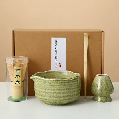 Matcha Whisk Set, 8Pcs Floral Ceramic Matcha Set Matcha Thoughtful Matcha Whisk Gift for Matcha Lover