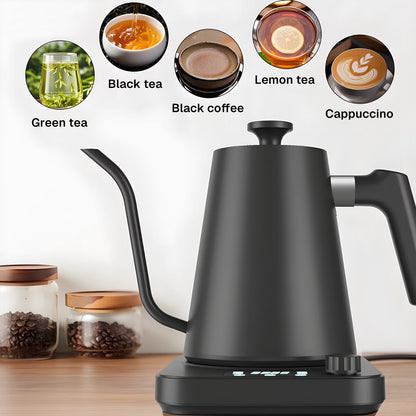 Gooseneck Electric Kettle, 1.0L Gooseneck Kettle,±1℉ Precise Temperature Control,1200W Pour over Electric Kettle for Coffee & Tea,Black