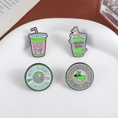 Matcha Girlie Enamel Pins I Love You so Matcha but First Matcha Matcha Lovers Brooches Lapel Badge Jewelry Gifts for Friends